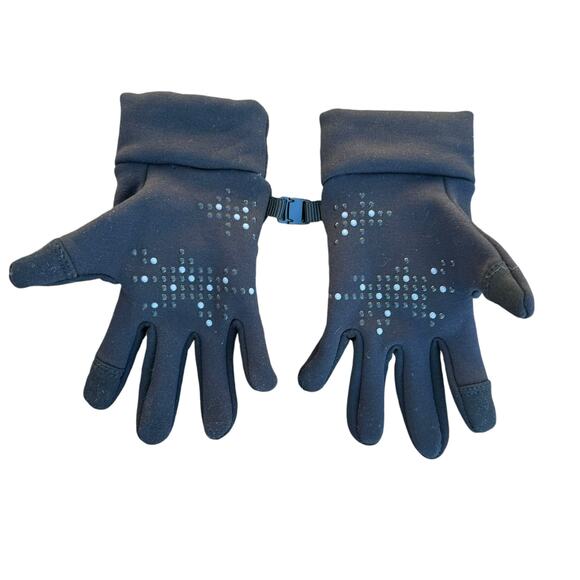 Head Black Unisex Kids Silicone Palm Touchscreen Compatible Fleece Gloves Size M - Picture 3 of 4